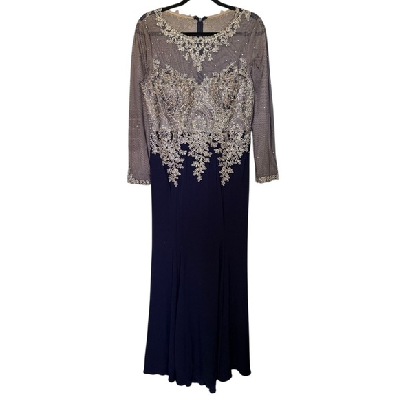 Xscape Embroidered Illusion Gown Dress - Picture 3 of 8